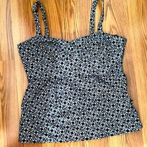 Women’s Size Large Spaghetti Strap Black and White Pullover Summer Tank